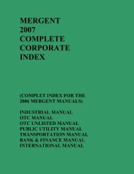 MERGENT 2007 COMPLETE CORPORATE INDEX