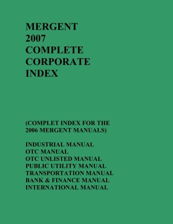 MERGENT 2007 COMPLETE CORPORATE INDEX