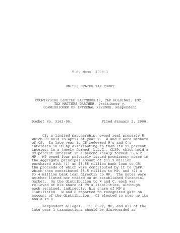 T.C. Memo. 2008-3 UNITED STATES TAX COURT ... - U.S. Tax Court