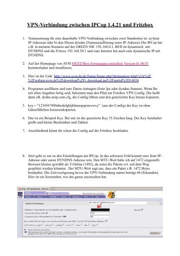 VPN-Verbindung zwischen IPCop 1.4.21 und Fritzbox - IPCop-Forum