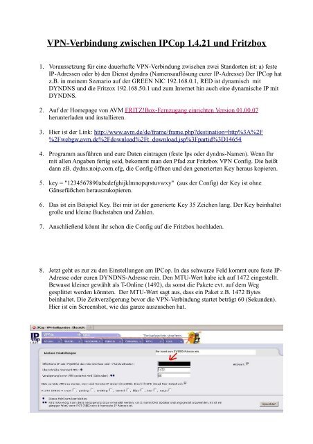 VPN-Verbindung zwischen IPCop 1.4.21 und Fritzbox - IPCop-Forum