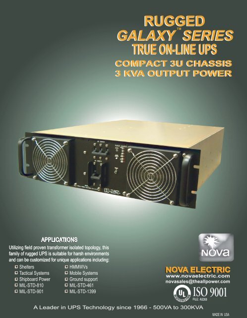TRUE ON-LINE UPS RUGGED GALAXY SERIES - Nova Electric