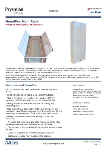 Racks MonoBloc Main Rack - Prysmian Cables and Systems