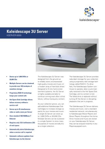 Datasheet: Kaleidescape 3U Server (A4 version)