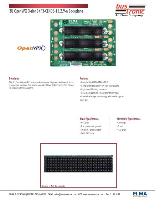 3U OpenVPX 3-slot BKP3-CEN03-15.2.9-n ... - Elma Electronic