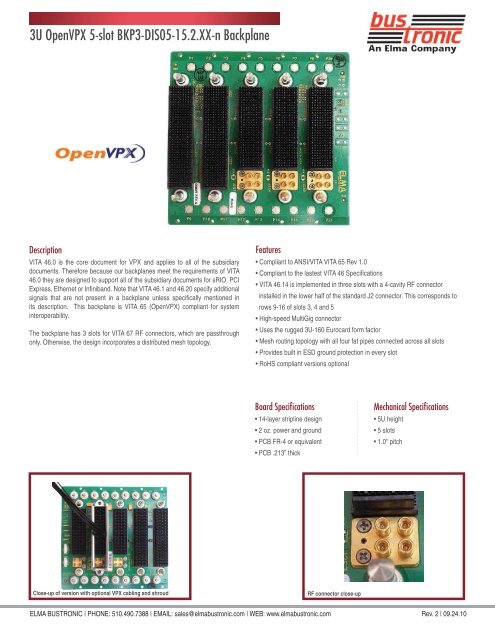 3U OpenVPX 5-slot BKP3-DIS05-15.2.XX-n ... - Elma Electronic