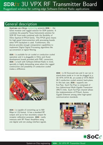 SDRtx 3U VPX RF Transmitter Board - SoC