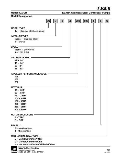 3U, 3UB Technical Section, rev. 0610, update 0511 - EBARA Fluid ...