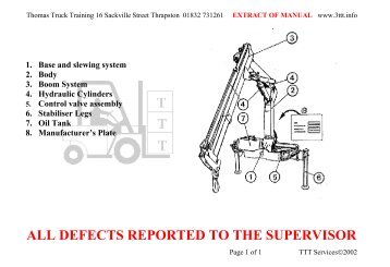 all defects reported to the supervisor - Thomas Truck Training