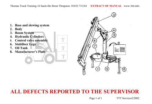 all defects reported to the supervisor - Thomas Truck Training