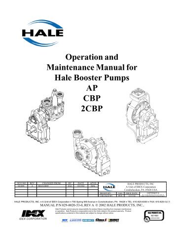 Operation and Maintenance Manual for Hale Booster Pumps AP ...