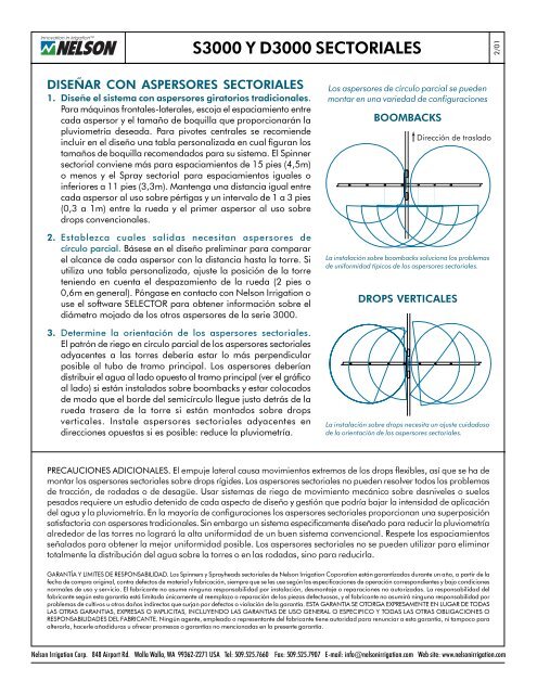 ASPERSORES SECTORIALES PARA PIVOTES - Nelson Irrigation