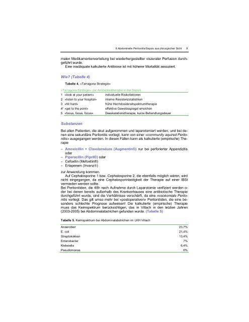 Abdominelle Peritonitis/Sepsis aus chirurgischer Sicht