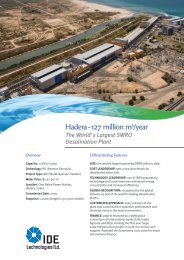 Hadera - 127 million m 3/year - IDE Technologies Ltd.