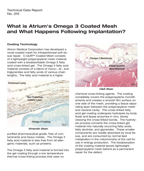 No. 010 What is Atrium's Omega 3 Coated Mesh and What Happens ...