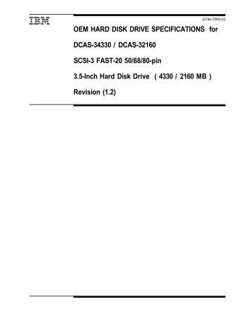 OEM HARD DISK DRIVE SPECIFICATIONS for DCAS-34330 ...