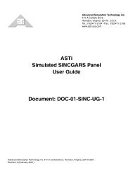ASTi Simulated SINCGARS Panel User Guide Document