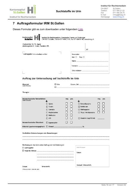 Wissenswertes zur Analytik von Suchtstoffen im Urin und in anderen ...