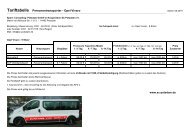 Tariftabelle Personentransporter - Opel Vivaro - SC Potsdam eV