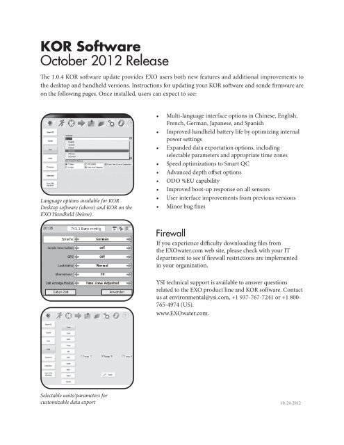 KOR Software Upgrade Instructions October 2012 - EXOwater.com