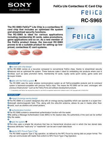 RC-S965 FeliCa Lite Contactless IC Card Chip - Sony