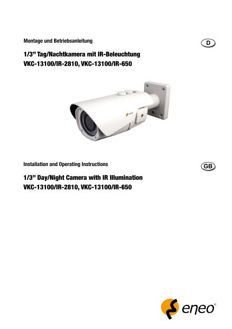 1/3” Tag/Nachtkamera mit IR-Beleuchtung VKC-13100/IR ... - Eneo