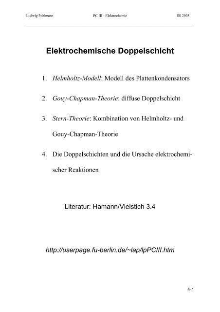 Elektrochemische Doppelschicht - Userpage