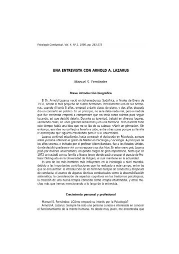 UNA ENTREVISTA CON ARNOLD A. LAZARUS Manuel S. Fernández