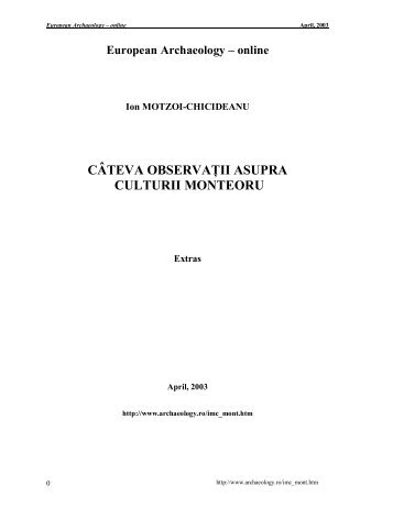 Cultura Monteoru - archaeology.ro