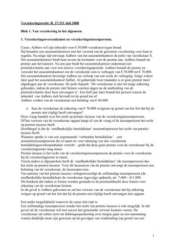 Verzekeringsrecht casusvragen 2009.pdf - Ex Tunc