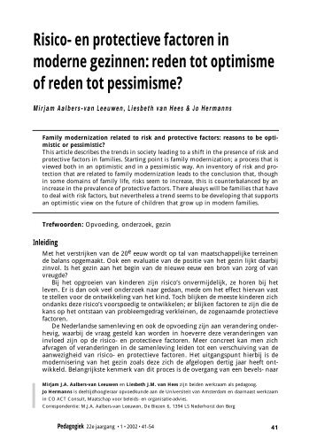 Risico- en protectieve factoren in moderne gezinnen ... - Pedagogiek