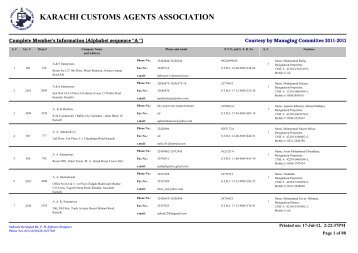 KARACHI CUSTOMS AGENTS ASSOCIATION