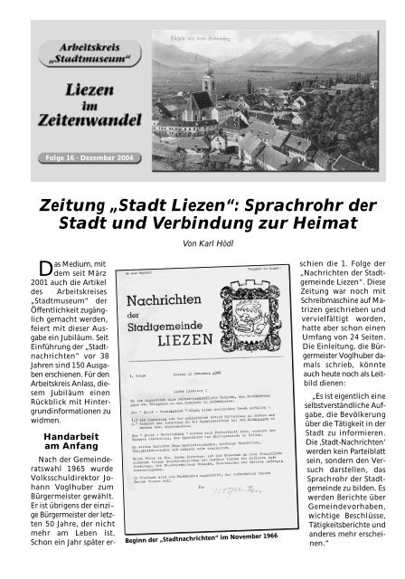 Zeitung „Stadt Liezen“: Sprachrohr der Stadt und Verbindung zur ...