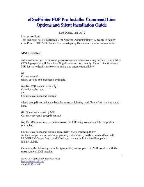 eDocPrinter PDF Pro Installer Command Line Options and Silent ...
