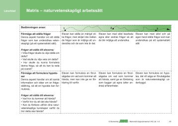 Matris – naturvetenskapligt arbetssätt - Skolverket