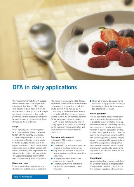 DFA in dairy applications - AAK
