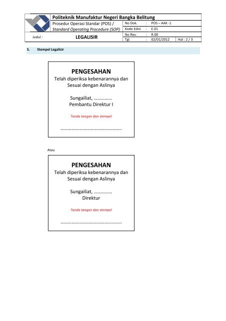 POS BAAK - Politeknik Manufaktur Negeri - Bangka Belitung