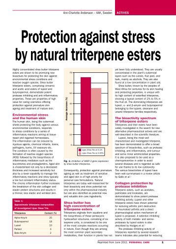 Protection against stress by natural triterpene esters - AAK