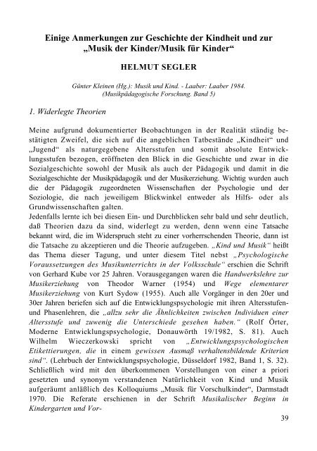 Einige Anmerkungen Zur Geschichte Der Kindheit Und Zur Ampf - 