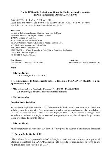 ATA da 20a Reunião - Ministério do Meio Ambiente