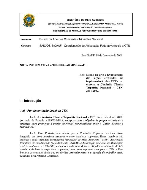 Nota Técnica - Secretaria do Meio Ambiente e Recursos Hídricos