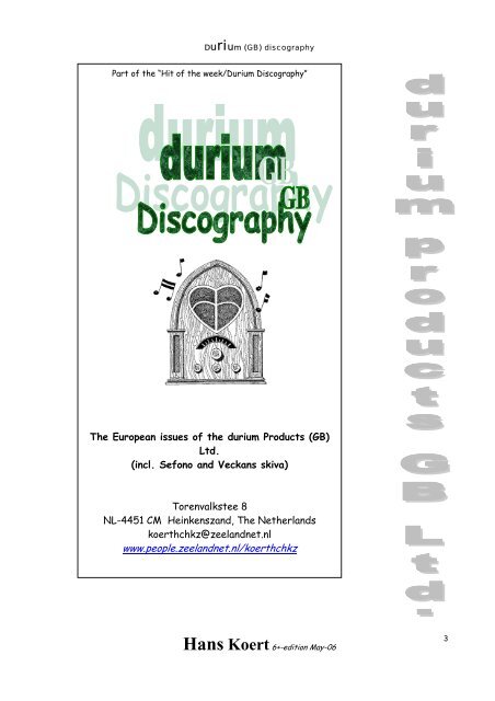 Hans Koert6+ - Durium Discography