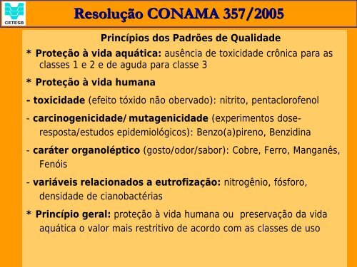 Gestão da qualidade dos recursos hídricos superficiais - ASEC