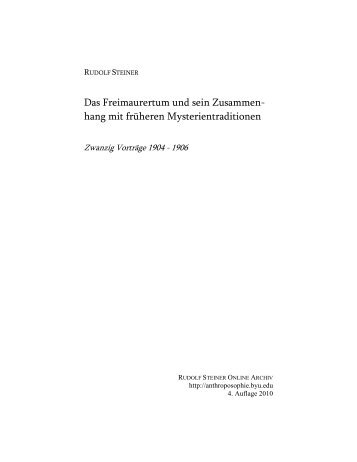 Das Freimaurertum und sein - Rudolf Steiner Online Archiv