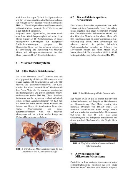 Spielfreie Mikrogetriebe und Antriebe für präzise ... - Micromotion