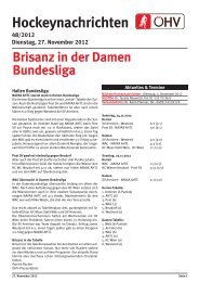 Hockeynachrichten 48/2012 Dienstag, 27. November 2012 Brisanz ...