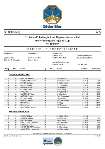 Aquaria-Cup - Skiclub Rettenberg