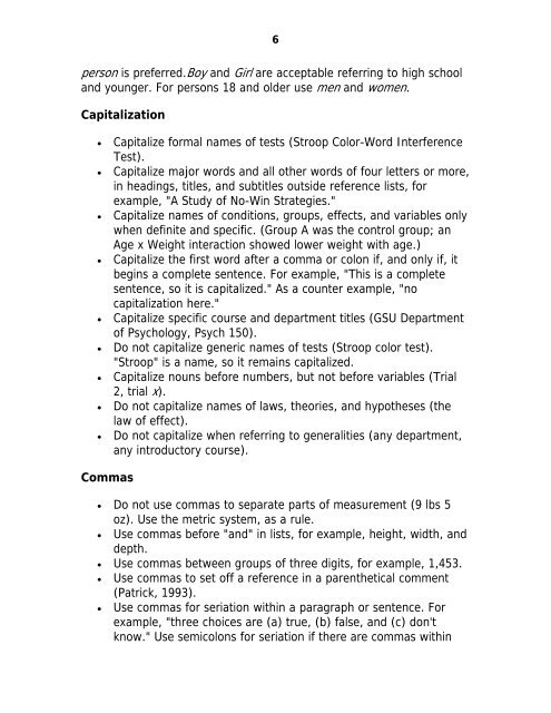 APA Research Style Crib Sheet - College of Wooster