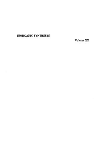 INORGANIC SYNTHESES Volume XX