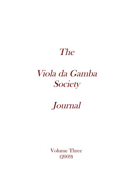 Jugendbewegung The Viola Da Gamba Society